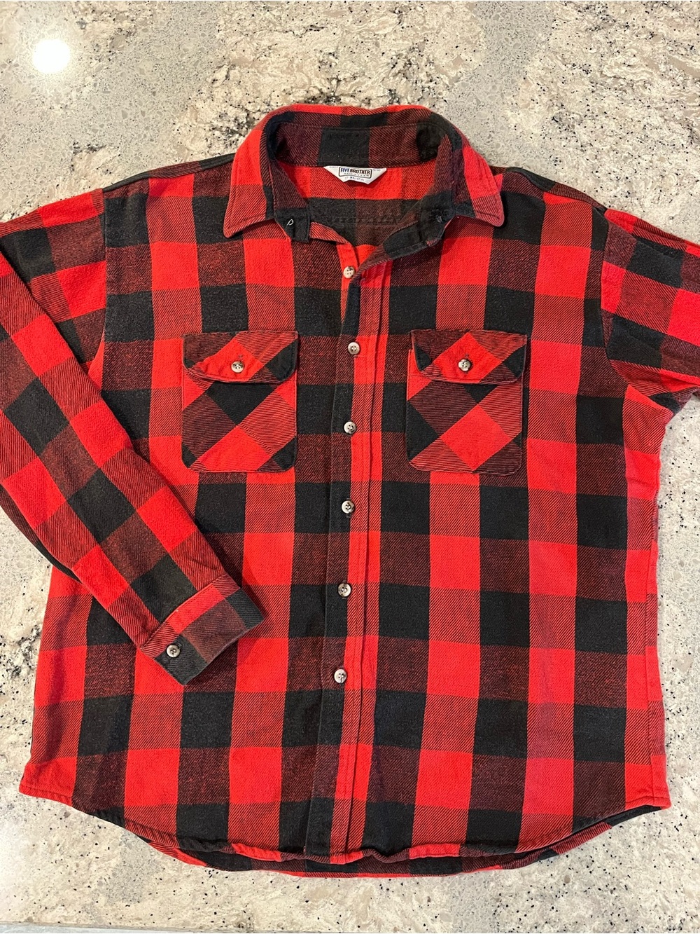 Vintage Five Brother Red and Black Buffalo Plaid Flannel Shirt